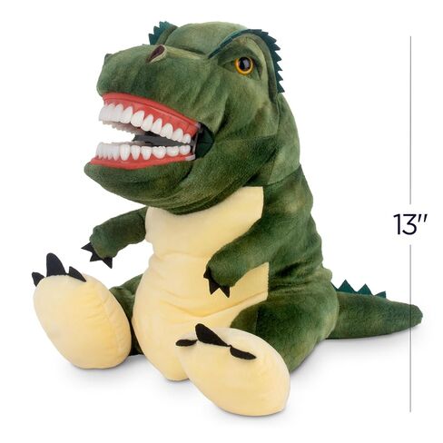 Practi Pals Tucker T-Rex Dental Hygiene Puppet, Dental Educational Plush Doll, Oral Health Teaching Aid with Fully Flossable Typodont in Kuwait