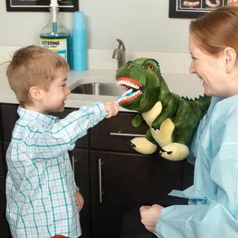 Practi Pals Tucker T-Rex Dental Hygiene Puppet, Dental Educational Plush Doll, Oral Health Teaching Aid with Fully Flossable Typodont in Kuwait