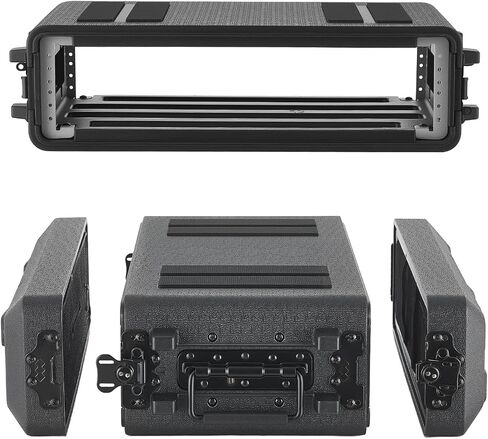 VEVOR 2U Rack Case, 12 in Depth, Rackmount Flight Case Shallow Rack with Microphone Compartment, Polyethylene Construction, Recessed Latches, Easy Installation, for Amplifier, 8.7 in Internal Depth in Kuwait