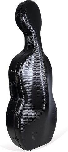 Crossrock Carbon Fiber Cello Case 4/4 Size with Wheels | Black Finish, Velvet Interior, Lock – Pressure-Resistant Composite Hard Shell- CRF4000CEFBK in Kuwait