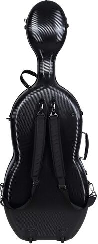 Crossrock Carbon Fiber Cello Case 4/4 Size with Wheels | Black Finish, Velvet Interior, Lock – Pressure-Resistant Composite Hard Shell- CRF4000CEFBK in Kuwait