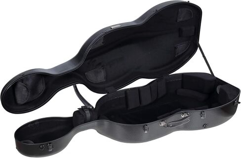 Crossrock Carbon Fiber Cello Case 4/4 Size with Wheels | Black Finish, Velvet Interior, Lock – Pressure-Resistant Composite Hard Shell- CRF4000CEFBK in Kuwait