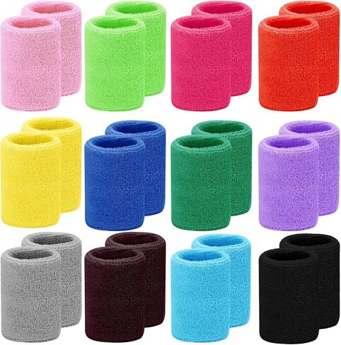 Kifmurase 30PCS Wrist Sweatbands, Sports Wrist Bands for Men Women, Sweat Absorbent Cotton Athletic Wristbands for Tennis Basketball Running Gym Working Out in Kuwait