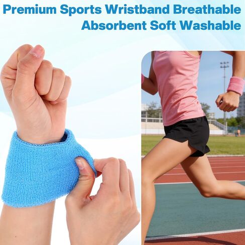 Kifmurase 30PCS Wrist Sweatbands, Sports Wrist Bands for Men Women, Sweat Absorbent Cotton Athletic Wristbands for Tennis Basketball Running Gym Working Out in Kuwait