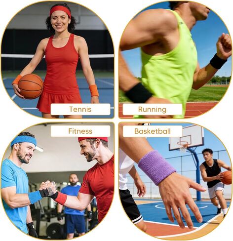 Kifmurase 30PCS Wrist Sweatbands, Sports Wrist Bands for Men Women, Sweat Absorbent Cotton Athletic Wristbands for Tennis Basketball Running Gym Working Out in Kuwait