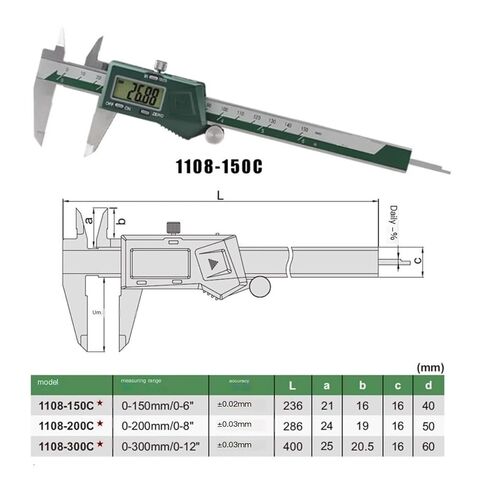 Digital Caliper 1108-150mm 200mm 300mm 0.01 Stainless Steel(0-200mm) in Saudi Arabia
