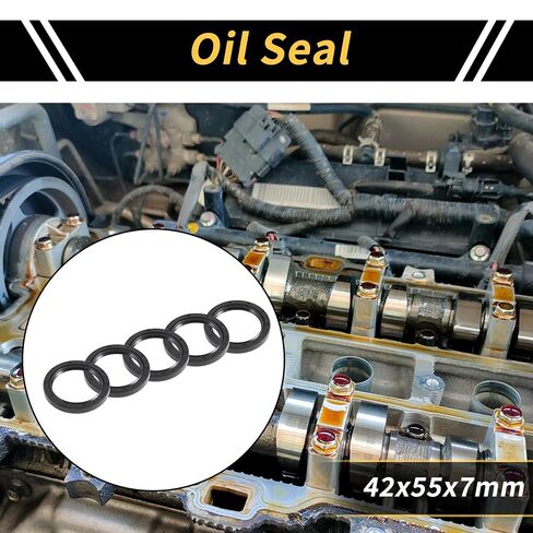 Universal Oil Seal TC Double Lip W Steel Spring Seal Ring Rotary Shaft Seal 42x55x7mm High Pressure NBR Rubber Black 5pcs in Kuwait
