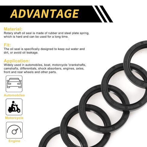 Universal Oil Seal TC Double Lip W Steel Spring Seal Ring Rotary Shaft Seal 42x55x7mm High Pressure NBR Rubber Black 5pcs in Kuwait