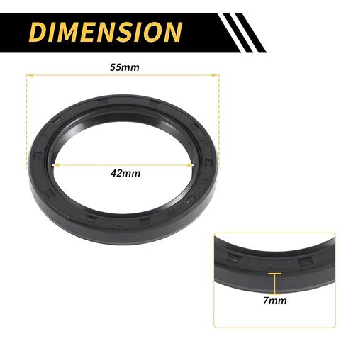 Universal Oil Seal TC Double Lip W Steel Spring Seal Ring Rotary Shaft Seal 42x55x7mm High Pressure NBR Rubber Black 5pcs in Kuwait