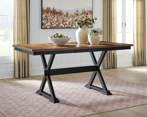 Signature Design by Ashley Wildenauer Farmhouse Counter Height Butterfly Extension Table, Seats up to 8, Dark Brown & Black in Kuwait
