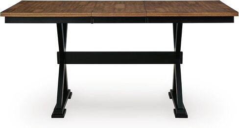 Signature Design by Ashley Wildenauer Farmhouse Counter Height Butterfly Extension Table, Seats up to 8, Dark Brown & Black in Kuwait