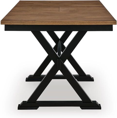 Signature Design by Ashley Wildenauer Farmhouse Counter Height Butterfly Extension Table, Seats up to 8, Dark Brown & Black in Kuwait