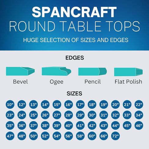 Spancraft 44 بوصة مستديرة 1/2 بوصة سطح طاولة زجاجي شفاف سميك مع حافة مشطوفة وزجاج مقسى، سطح طاولة زجاجي بديل، رائع لطاولات الطعام، طاولات النهاية، وأسطح طاولات الفناء الخارجية أو الطاولة in Kuwait
