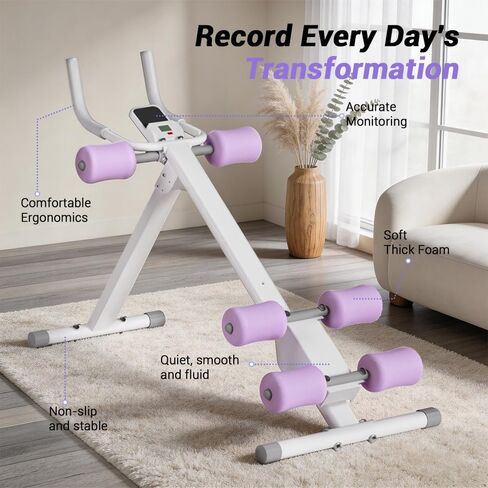 جهاز CURSOR FITNESS Ab للمنزل، جهاز تدريب عضلات البطن بسعة 440 رطل، معدات تمارين البطن قابلة للطي مع حامل هاتف وعداد in Kuwait