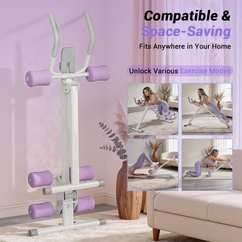 جهاز CURSOR FITNESS Ab للمنزل، جهاز تدريب عضلات البطن بسعة 440 رطل، معدات تمارين البطن قابلة للطي مع حامل هاتف وعداد in Kuwait