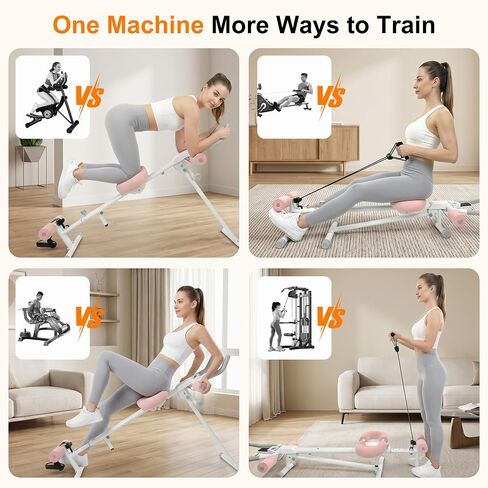 EPHESPORT 2 in 1 Ab & Rowing Machines for Home,Multifunctional Ab Machine, Ab Workout Equipment for Home Gym, Adjustable Core & Waist Trainer with 15 Height Levels & 3 Incline Angles, Rowing Mode, Knee Glider in Kuwait