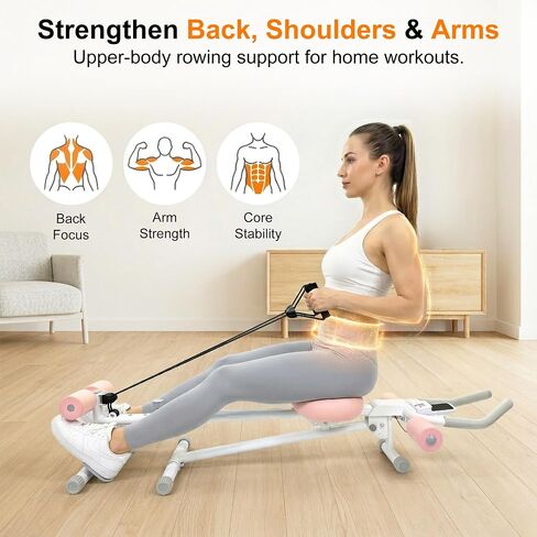 EPHESPORT 2 in 1 Ab & Rowing Machines for Home,Multifunctional Ab Machine, Ab Workout Equipment for Home Gym, Adjustable Core & Waist Trainer with 15 Height Levels & 3 Incline Angles, Rowing Mode, Knee Glider in Kuwait