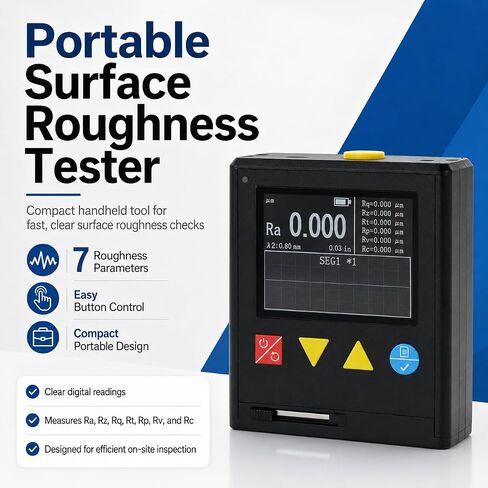 TsoLay Professional Surface Roughness Meter, Handheld Surface Roughness Tester with LCD Display, High-Speed ARM Processing Chip, Measures Ra/Rz/Rq/Rt/Rp/Rv/Rc Parameters for Metal/Plastic Surface in Kuwait