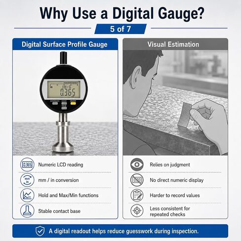 TsoLay High Accuracy Roughness Gauge, Portable Surface Roughness Tester with LED Display, Measuring Range 0-6.5mm, ±0.003mm Measurement Accuracy, Support USB Data Output for Shot Peening in Kuwait