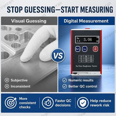 Portable Surface Roughness Tester, Digital Surface Finish Meter with Ra Rz Rq Rt, 0.25/0.80/2.50mm Cutoff Lengths, Handheld Profilometer for Machined Metal Inspection in Kuwait