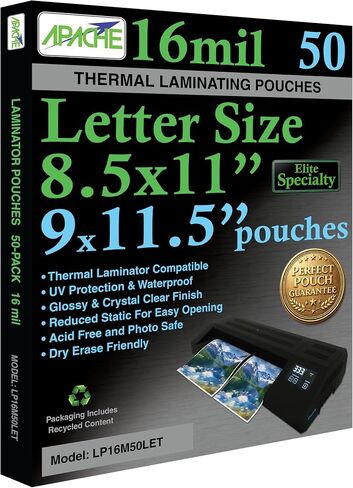 Apache Poster Size Laminating Pouches, 3 Mil, 100 Pack, Holds 24 x 36 Inch Projects (25 x 37 Inch Pouch Size), Thermal Laminator Compatible Laminating Sheets, Super Clear, Round Corners in Kuwait