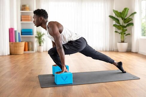 Yoga Blocks Set of 2, High Density EVA Foam Yoga Block, Non-Slip, Lightweight, for Yoga, Pilates, Stretching & Balance Training (Blue 9x6x4 inch) in Kuwait
