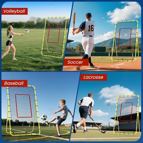 7x4 FT Volleyball Rebounder Net, Lacrosse Rebounder,5-Angle Adjustable Rebounder Net,for Setting, Spiking, Serving– Durable & Portable with Travel Bag(Green) in Kuwait
