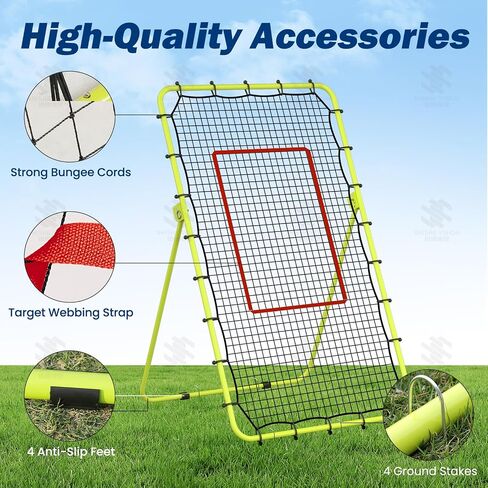7x4 FT Volleyball Rebounder Net, Lacrosse Rebounder,5-Angle Adjustable Rebounder Net,for Setting, Spiking, Serving– Durable & Portable with Travel Bag(Green) in Kuwait