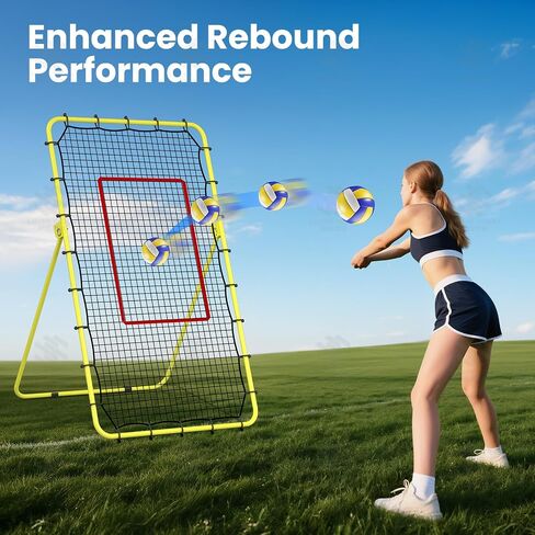 7x4 FT Volleyball Rebounder Net, Lacrosse Rebounder,5-Angle Adjustable Rebounder Net,for Setting, Spiking, Serving– Durable & Portable with Travel Bag(Green) in Kuwait
