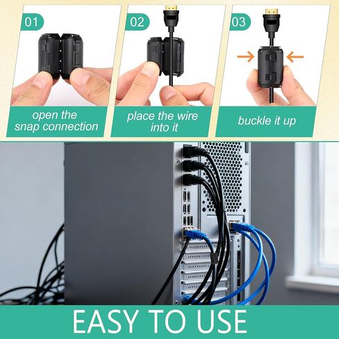 Windspeed 30Pcs Ferrite Chokes 0.2 in Ferrite Beads Snap on RFI EMI Noise Suppressor Cable Clip for 0.2in/5mm Diameter Cable in Kuwait
