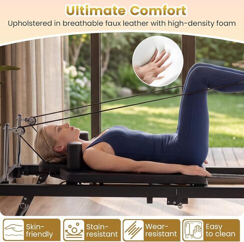 Goplus Foldable Pilates Reformer Machine for Home Gym, 84" Large Pilates Equipment w/ Dual Resistance System, Professional Pilates Machine for All Levels, 660 lbs Load Capacity in Kuwait