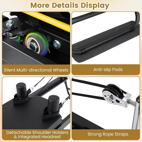 Goplus Foldable Pilates Reformer Machine for Home Gym, 84" Large Pilates Equipment w/ Dual Resistance System, Professional Pilates Machine for All Levels, 660 lbs Load Capacity in Kuwait