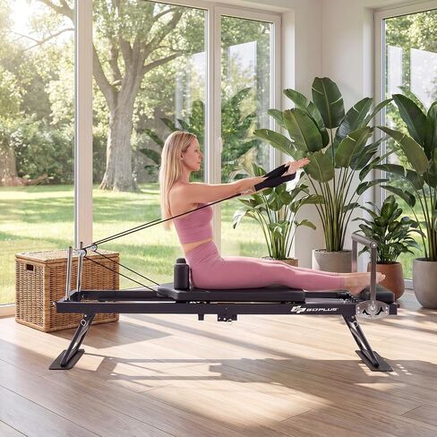 Goplus Foldable Pilates Reformer Machine for Home Gym, 84" Large Pilates Equipment w/ Dual Resistance System, Professional Pilates Machine for All Levels, 660 lbs Load Capacity in Kuwait