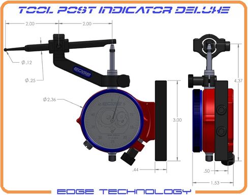 58-000 - Tool Post Indicator Deluxe, 3‑Position OD/ID/Face, 0.0005" Indicator, Hole Stylus with Micro Bearings, Mounts in Lathe with AXA BXA CXA, Padded Case in Kuwait