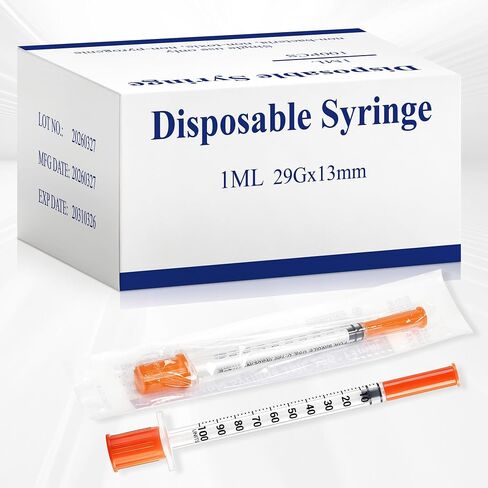 100 Pack 1ml 29G 1/2" (13mm), Lab Measurement Tool, Individually Wrapped, Disposable in Saudi Arabia