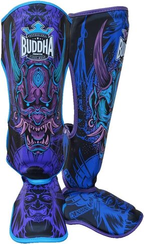 واقيات الساق الأسطورية من BUDDHA FIGHT WEAR - جلد صناعي ممتاز للمواي تاي والفنون القتالية المختلطة والكيك بوكسينغ - طبقات معززة وتصميم متين in Kuwait