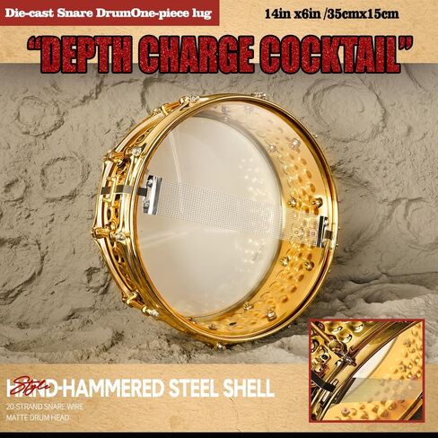 14x6 Inch Gold Snare Drum Kit with Drum Bag, Metal Snare Drum for Beginner & Intermediate Drummers, Bright Powerful Sound for Rock Pop Practice Performance in Kuwait
