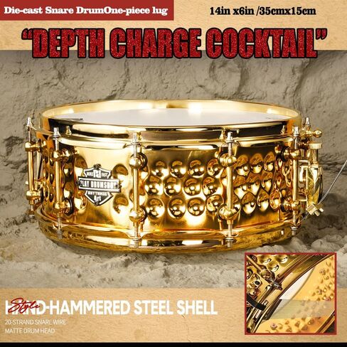 14x6 Inch Gold Snare Drum Kit with Drum Bag, Metal Snare Drum for Beginner & Intermediate Drummers, Bright Powerful Sound for Rock Pop Practice Performance in Kuwait