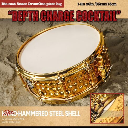 14x6 Inch Gold Snare Drum Kit with Drum Bag, Metal Snare Drum for Beginner & Intermediate Drummers, Bright Powerful Sound for Rock Pop Practice Performance in Kuwait