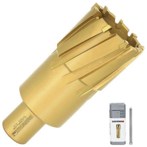 EASEWORK TOOL Carbide-Tipped Annular Cutter, 1/2-inch Cutting Diameter x 2-inch Cutting Depth, 3/4" Weldon Shank, TCT Mag Drill Bit with Advanced PVD Nano-Coating in Kuwait