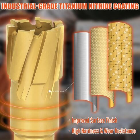EASEWORK TOOL Carbide-Tipped Annular Cutter, 1/2-inch Cutting Diameter x 2-inch Cutting Depth, 3/4" Weldon Shank, TCT Mag Drill Bit with Advanced PVD Nano-Coating in Kuwait