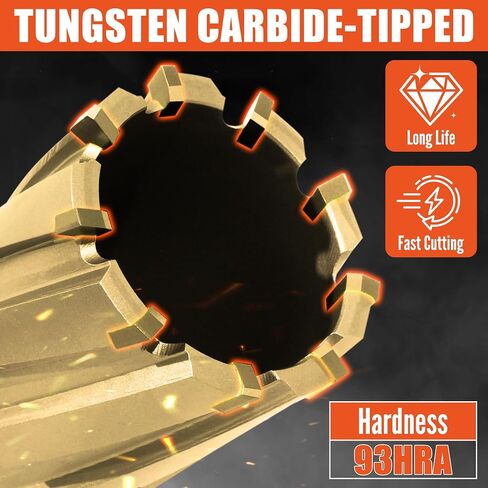 EASEWORK TOOL Carbide-Tipped Annular Cutter, 1/2-inch Cutting Diameter x 2-inch Cutting Depth, 3/4" Weldon Shank, TCT Mag Drill Bit with Advanced PVD Nano-Coating in Kuwait
