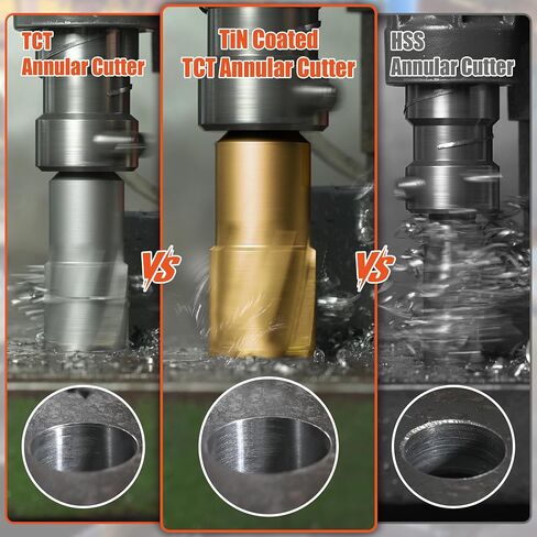 EASEWORK TOOL Carbide-Tipped Annular Cutter, 1/2-inch Cutting Diameter x 2-inch Cutting Depth, 3/4" Weldon Shank, TCT Mag Drill Bit with Advanced PVD Nano-Coating in Kuwait
