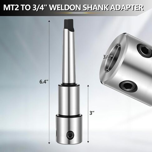 محول أربور للقطع الحلقي، Morse Taper MT2 إلى 3/4 بوصة Weldon Shank لضغط الحفر وآلة الطحن، فولاذ الكروم، آلة CNC عالية الدقة، مع مجموعة براغي ودبوس طيار in Kuwait