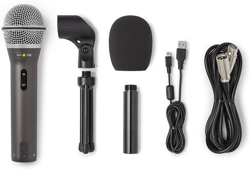 SAMSON Technologies Q2U USB/XLR Dynamic Microphone Recording and Podcasting Pack | Gray Bundled with Pop Filter + Mic Arm + Microfiber Cleaning Cloth (4 Items) in Saudi Arabia