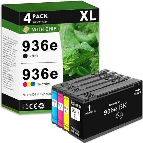 936E خراطيش حبر 936XL أسود ولون كومبو بديل متوافق مع HP 936 خراطيش الحبر لـ OfficeJet Pro 9125E 9135E 9110B 9730E 9128E 9130B (العائد العالي ، الأسود الأصفر MAGENTA) in Kuwait