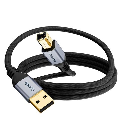 كابل USB A إلى USB B بطول 2 قدم، سلك طابعة USB مضفر، كابل USB A إلى MIDI عالي السرعة، مجدول، موصل مطلي بالذهب، متوافق مع HP، Canon، Brother، Samsung، Dell، Epson، Lexmark، Xerox، والمزيد in Kuwait