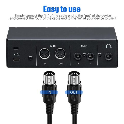 2 حزمة كابل MIDI بطول 6.6FT، كابل MIDI ذكر إلى ذكر 5 دبابيس للوحة مفاتيح MIDI، البيانو الإلكتروني، الطبلة الإلكترونية in Kuwait