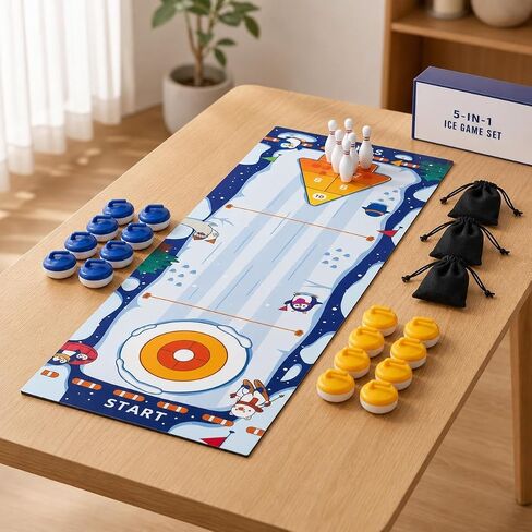 Tabletop Games Set, Indoor Bowling Game, Portable Shuffleboard & Mini Games, Enjoyment in Kuwait