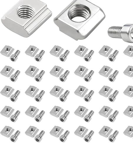 50 Pieces Block Nuts Slot Nut Hardware Sliding Slot Nuts Threaded Slide in Assembly Carbon Steel Slider Nut Aluminum Profile Fastener Suitable for in Kuwait